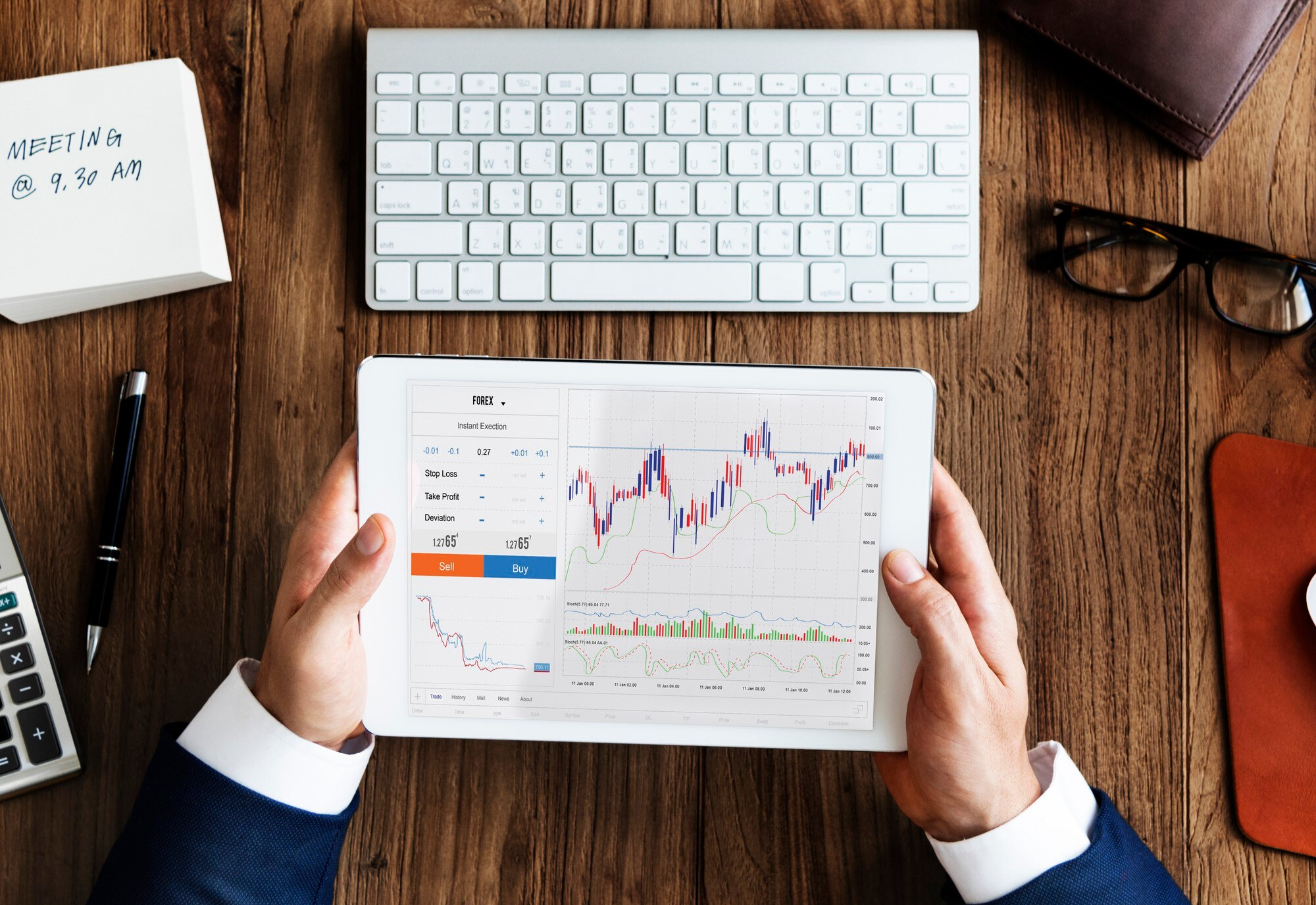 Feature 2 - Financial charts and data on tablet